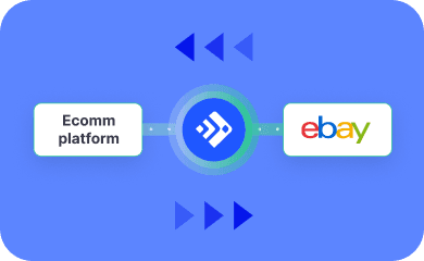 Integration diagram connecting Ecomm platform and eBay logo
