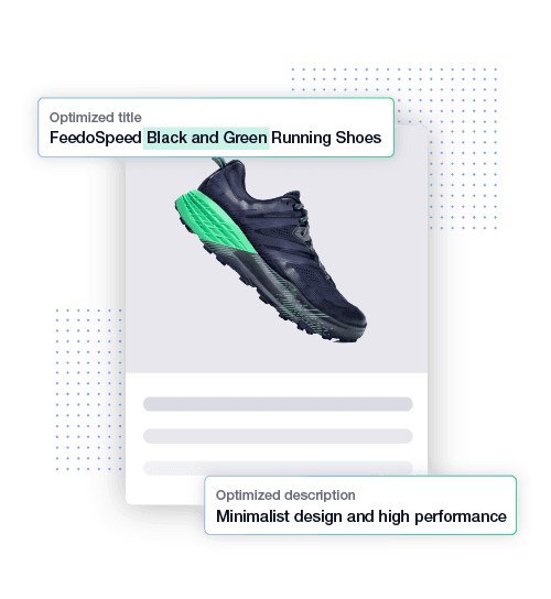 Black and green running shoe with optimized product title "FeedoSpeed Black and Green Running Shoes."